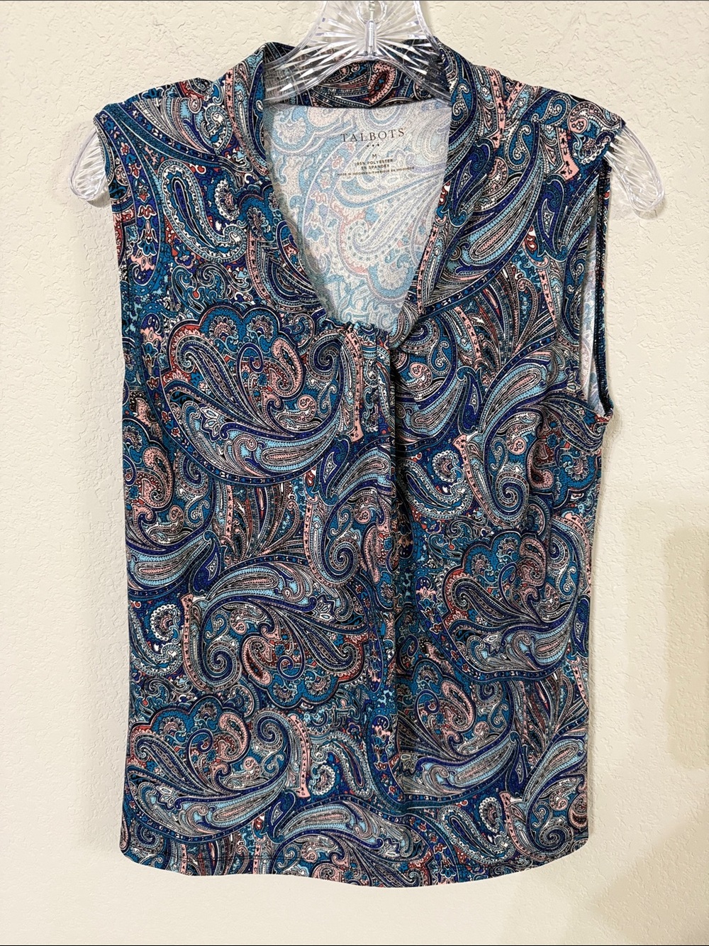 Talbots Navy Paisley Sleeveless Top